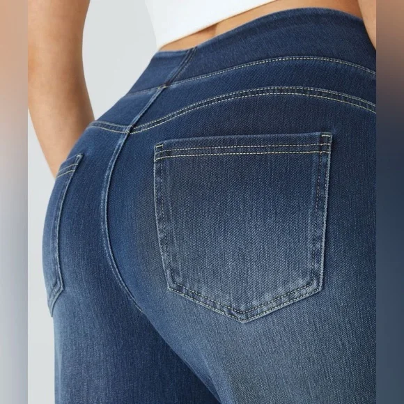 Halara Flex High Waisted Wide Leg Washed Jeans Dark Blue Size Small - Picture 4 of 15